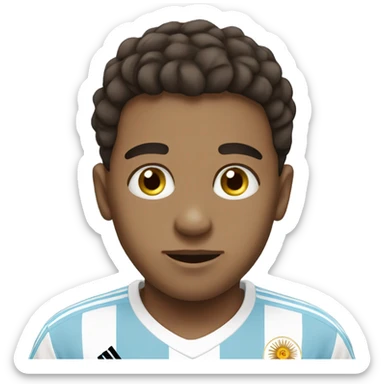 Boy fan of futbol always wearing Argentina jersey sticker