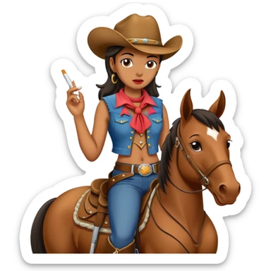 Cowgirl on a horse smoking a cigarette  sticker