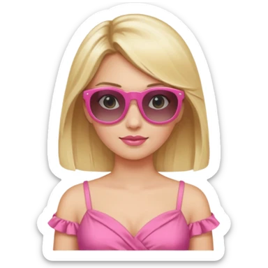 dior women with long blonde hair, pink dress, wear sun glasses sticker