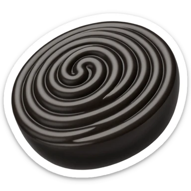 a swirl of black sesame paste, deep black, thick glossy texture, smooth and slightly rippled, rich and opaque, subtle shine, no spoon or jar, apple emoji style, soft lighting, transparent background, emoji scale sticker