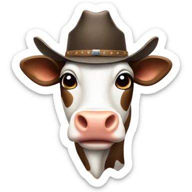 Cow with cowboy hat sticker