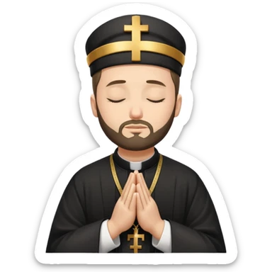 orthodox christian priest with eyes closed, praying sticker