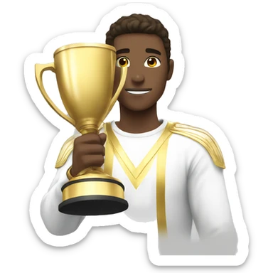 white anime men with gold win cup sticker