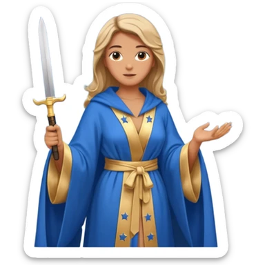 An upright Europe (a tall woman), wearing a blue, flowing robe with stars on the hem, and behind her stands Chancellor Merz, holding a knife toward her back 
you forgot chanccellor merz behind her sticker