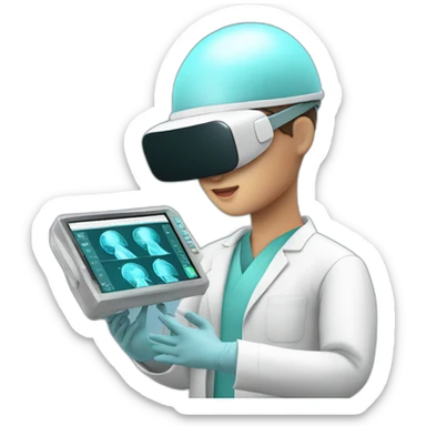 Surgeon-performing-Breast-surgery-with-virtual-reality-display sticker