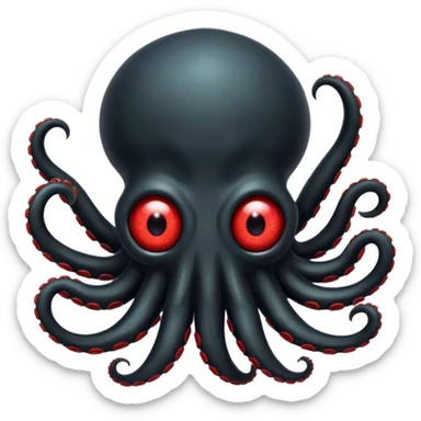 black tentacled creature with a large red eye and clawed tips, dynamic pose, emoji style sticker