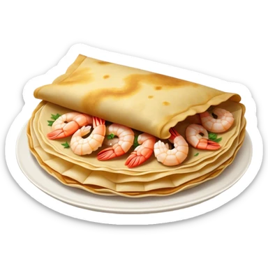 Bánh Xèo Cinematic Realistic Bánh Xèo Dish Emoji, depicted as a crispy, folded crepe filled with shrimp and pork, rendered with dynamic textures and vibrant, appetizing lighting. sticker