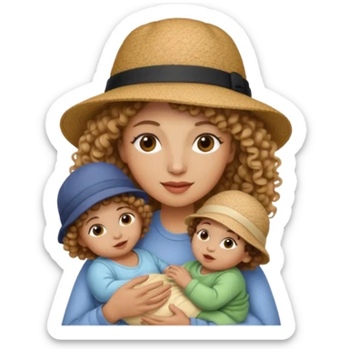 curly Mother with Hats with her baby sticker