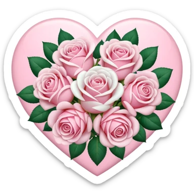 pastel roses in a heart bouquet sticker