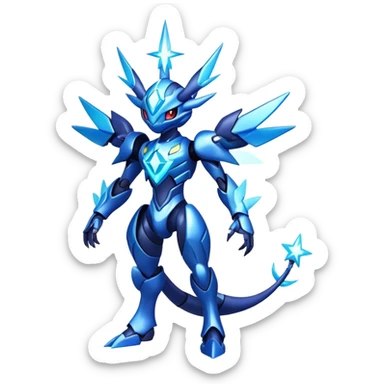 Shiny Futuristic Celestial Fakemon-Pokemon-Digimon-Spectrobes-fusion, full body sticker