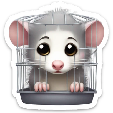 Sad Opossum in a cage sticker