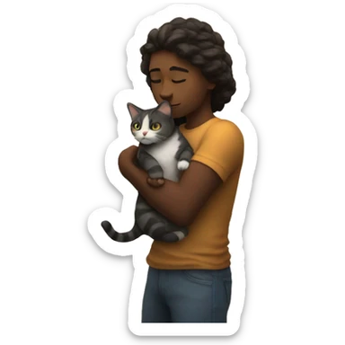 gazing at the ocean holding a cat sticker