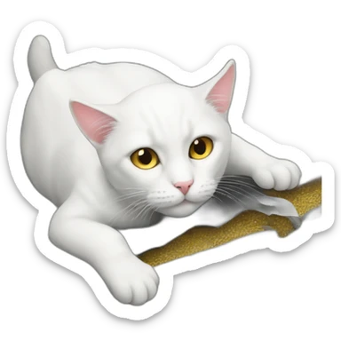 white cat fell into the gutter sticker