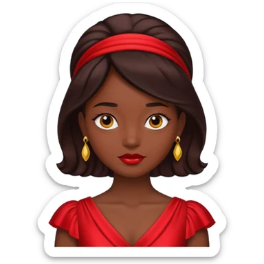 Dark skin emoji in red dress sticker