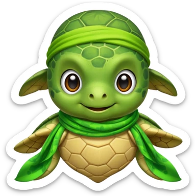 cute sea turtle wearing a lime pirate scarf sticker