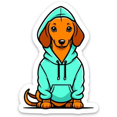 Dachshund wearing a hoodie sticker
