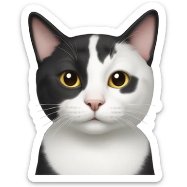 Tuxedo cat with small white spot on head sticker