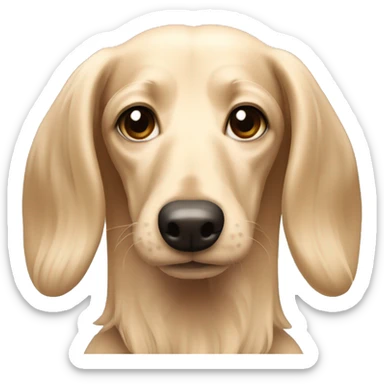 pale cream long haired wiener dog  sticker