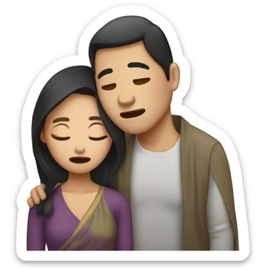 Thai woman and husband crying sticker