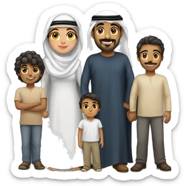 kuwaiti family with two parents and two kids sticker