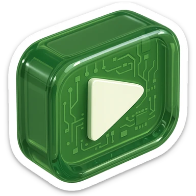 white YouTube play button inside a grass box sticker