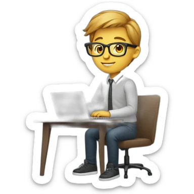young professional cool designer working on laptop no glasses wearing teacher attire sticker