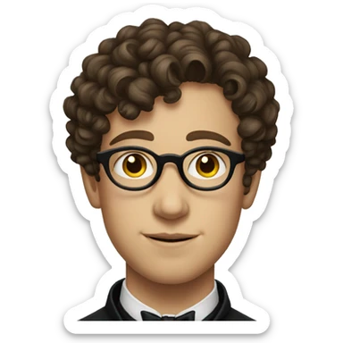 young victorian man with glasses, and short brown curly hair sticker