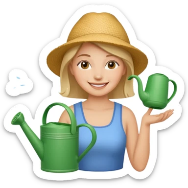 woman with watering pot sticker