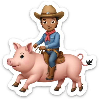 Cowboy riding a pig sticker