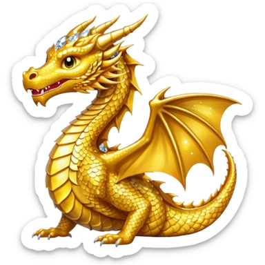 Gold dragon with diamonds sticker