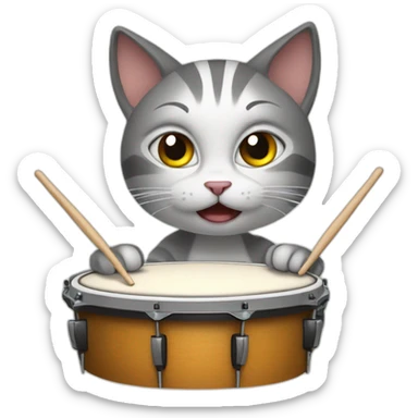 cat drumming sticker