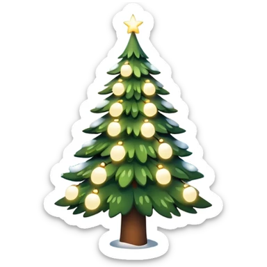 Christmas tree with white lights in nature and snow on top sticker