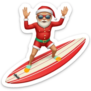 santa on a surfboard sticker