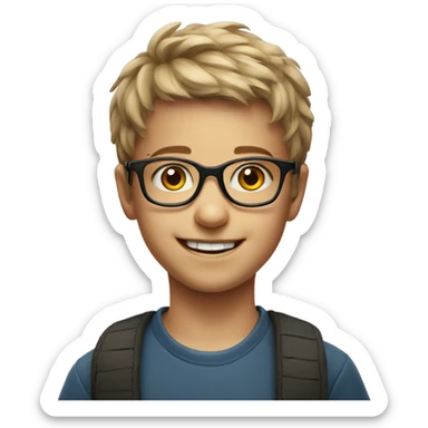 smiling boy in glasses portrait sticker