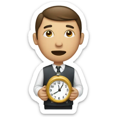 man with clock waiting sticker
