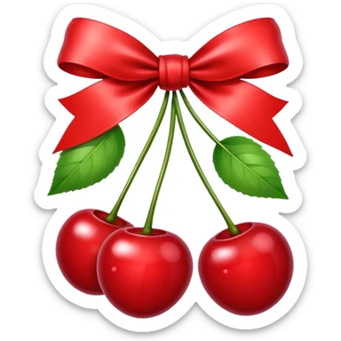Red cherry with a red ribbon bow sticker