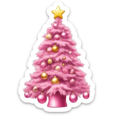 Pink Christmas tree with ornaments ￼ sticker