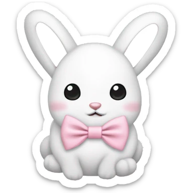 White banny and light pink bow sticker