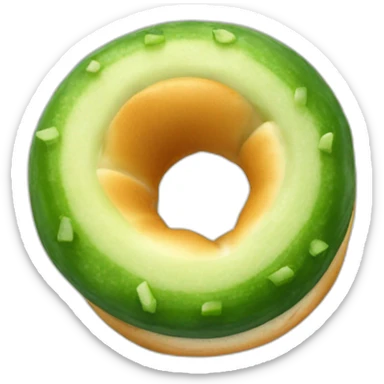 cucumber inserted through the hole of a bagel sticker