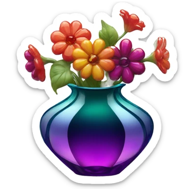 glossy jewel toned glass vase  sticker