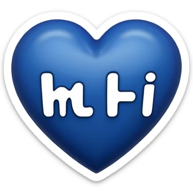 Dark blue heart with the words hi in the middle  sticker