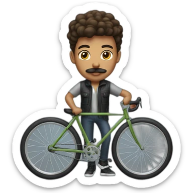 young Man with moustache on a bike sticker
