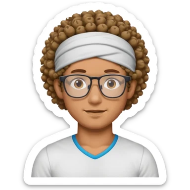 curly guy with headband and glassess athlete sticker