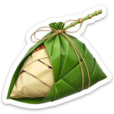 zongzi, traditional Chinese rice dumpling, wrapped in bamboo leaves sticker