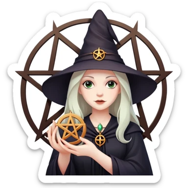 Pentagram and witch sticker