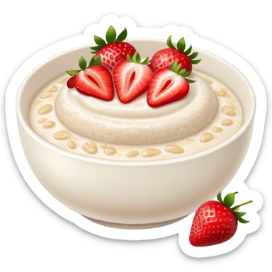 bowl of porridge with fresh strawberries sticker