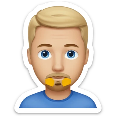 Dirty blonde guy with a small goatee sticker