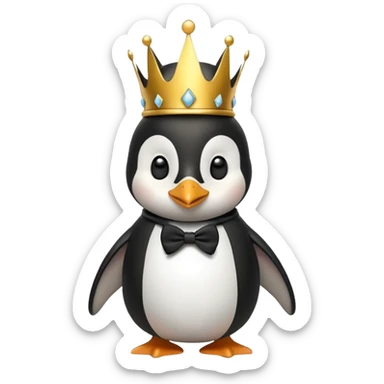 Penguin with a crown sticker