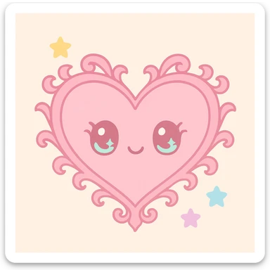 gothic heart, kawaii style, ornate, dark, elegant sticker