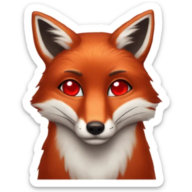 dark red fox face with tiny red heart instead of eyes sticker